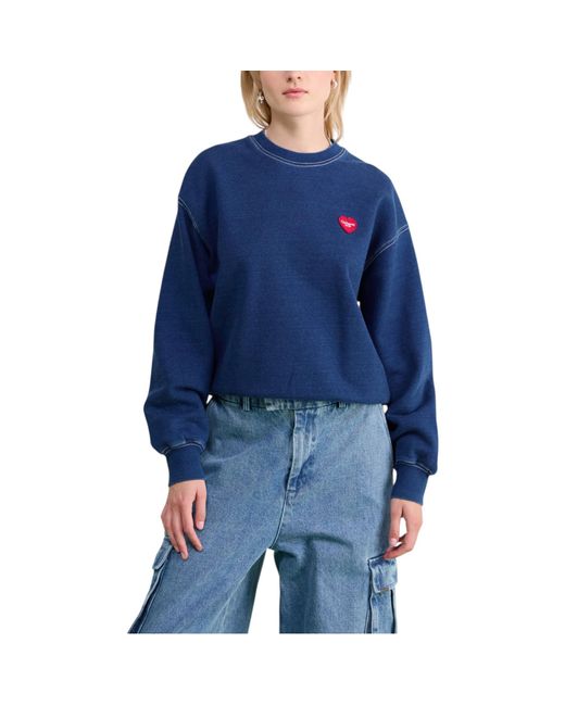 Carhartt Blue Wip Ingo Sweatshirt Drop Shoulders Heart Patch