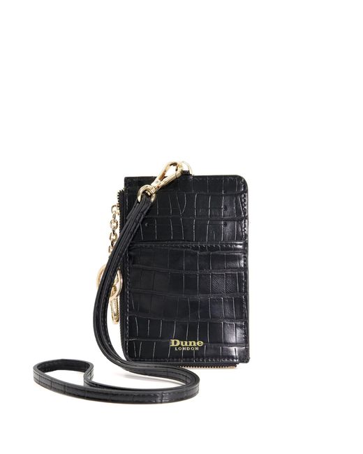 Dune Accessories Dune Stanton Croc Cardholder Lanyard In Black