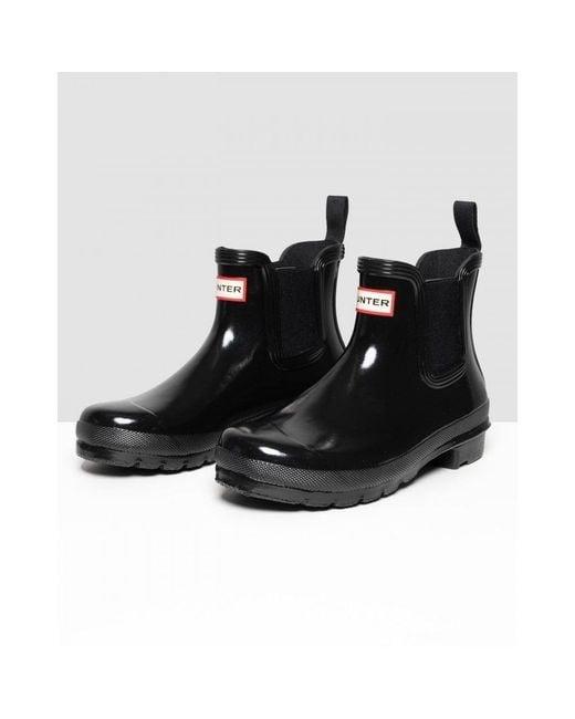 Hunter Black Original Chelsea Gloss Boots