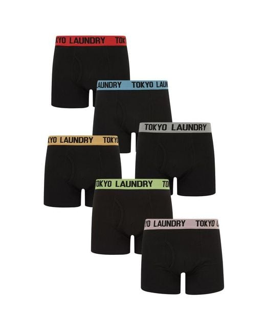 Tokyo Laundry Black Cotton 6-Pack Boxers for men
