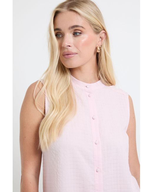 Wallis White Petite Check Organza Sleevelss Blouse