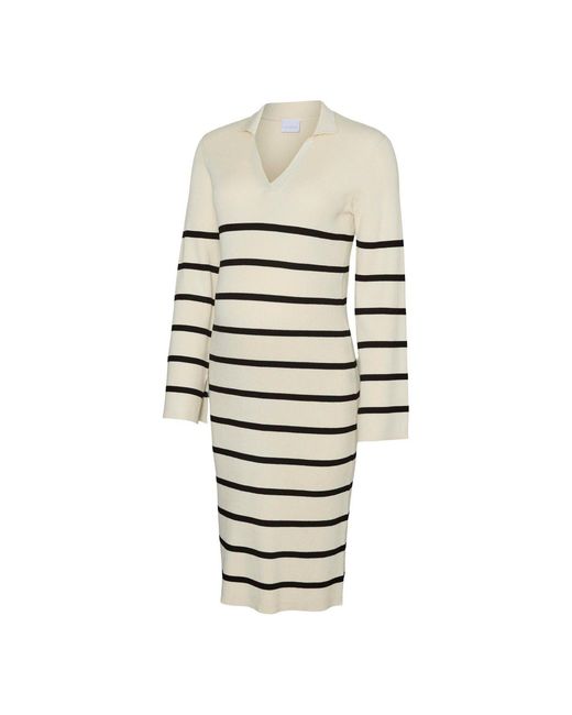 Mama.licious Natural Mlisabell V-Neck Long Sleeve Midi Sweater Dress