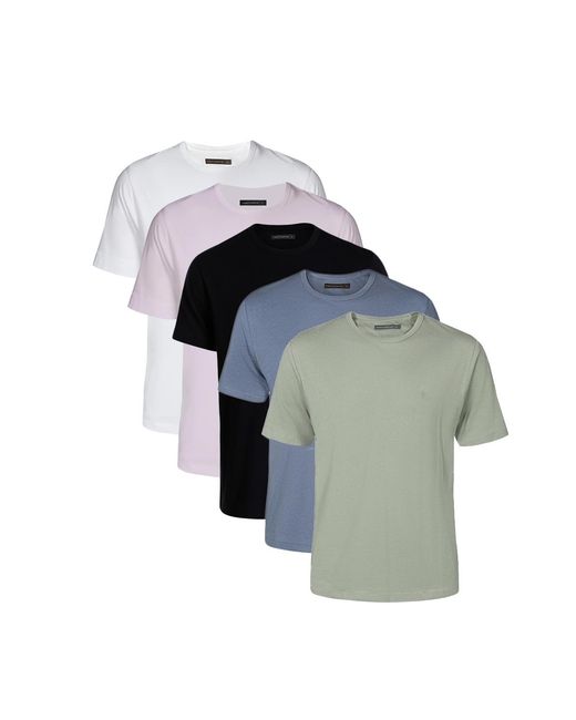 French Connection Blue 5 Pack Cotton Crew Neck Short Sleeve T-Shirts for men