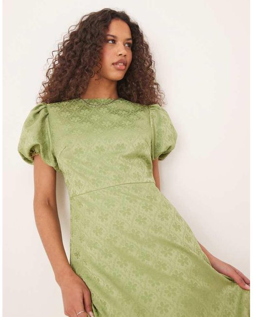 Sister Jane Green Puff Sleeve Bubble Hem Maxi Dress