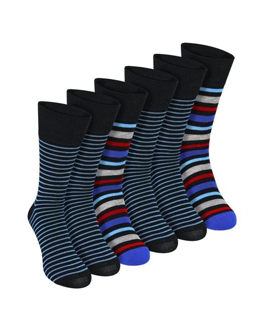 Sock Snob Blue 6 Pack Bamboo Non Elastic Socks Soft Breathable Everyday Comfort for men