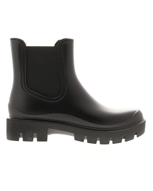 Wynsors Black Chunky Ankle Wellies Stamp Slip On