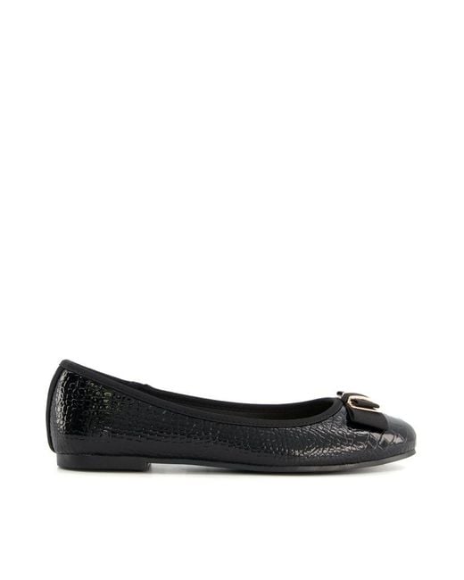 Dune Black Ladies Hylas Ballerina Flat Shoes