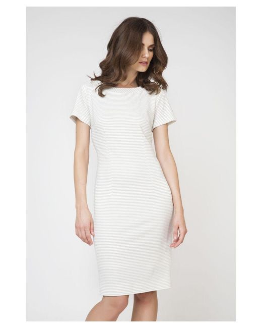 Conquista White Short Sleeve Fitted Dress