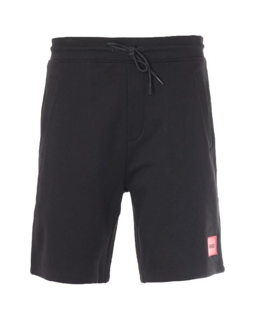 HUGO Blue Logo Patch Sustainable Sweat Shorts for men