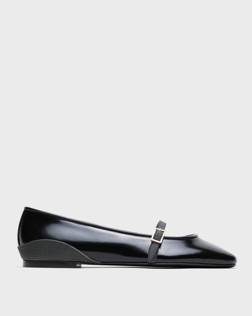 Theory Black Leather Ballerina Flat