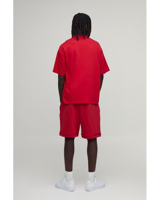BoohooMAN Red Basic Oversized Extended Neck T-Shirt for men