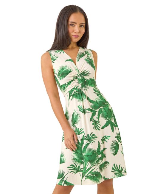 Roman Green Petite Tropical Twist Front Dress