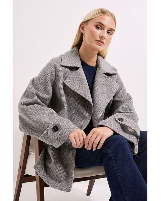 Wallis Gray Principles By Double Breasted Collar Coat