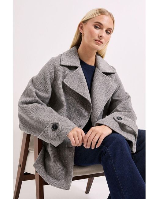 Wallis Gray Principles By Double Breasted Collar Coat