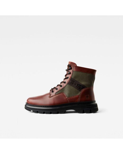 G-Star RAW Brown G-Star Raw Vetar Ii High Leather Boots for men