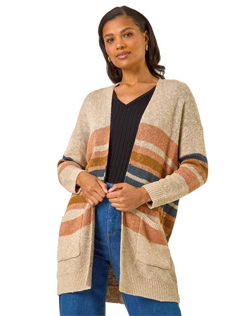 Roman Orange Stripe Knit Longline Cardigan