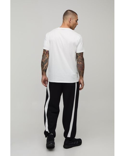BoohooMAN Black Baggy Fit Panelled Bungee Hem Jogger for men