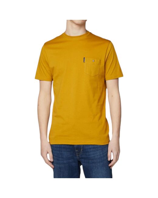 Ben Sherman Yellow T Shirt Plain Crew Neck Short Sleeve Casual Summer Cotton Tee for men