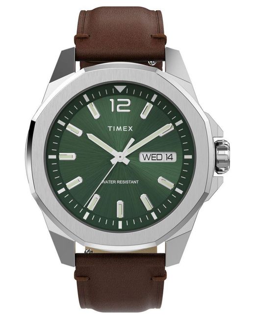 Timex Green Essex Avenue Watch Tw2W14000 Leather (Archived) for men