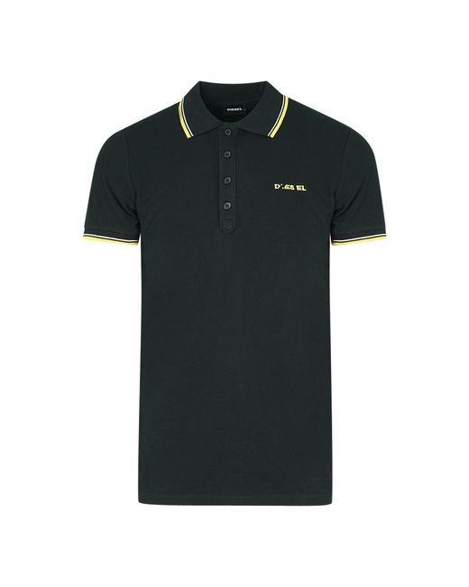 DIESEL Black T-Randy-Broken Polo Shirt Cotton for men