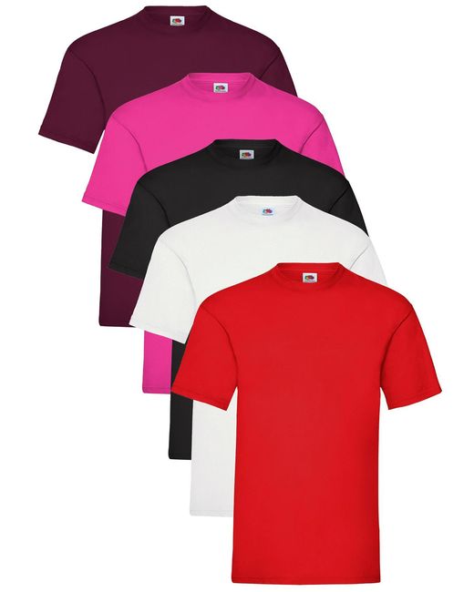 Fruit Of The Loom Red T-Shirt 5 Pack for men