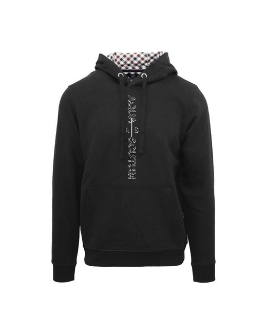 Aquascutum Black Lacoste Lettering Hooded Neck Long Sleeve Sweatshirt for men