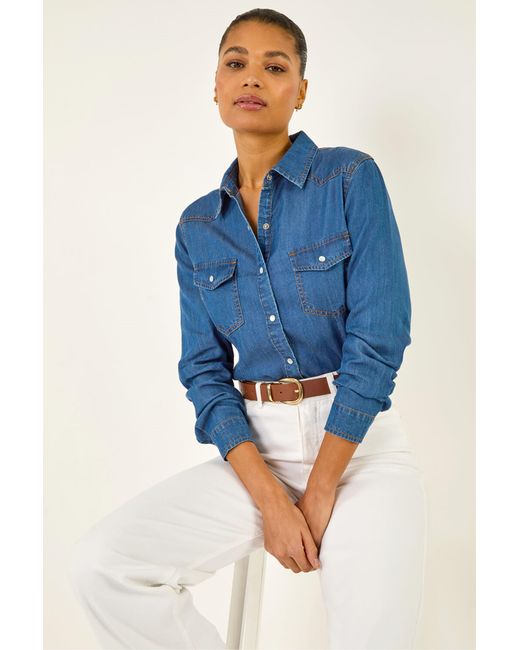 Roman Blue Denim Pocket Front Shirt