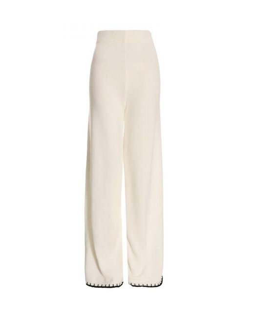 Quiz White Knit Contrast Stich Trousers