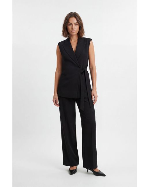 Karen Millen Blue Soft Tailored Wrap Detail Sleeveless Blazer