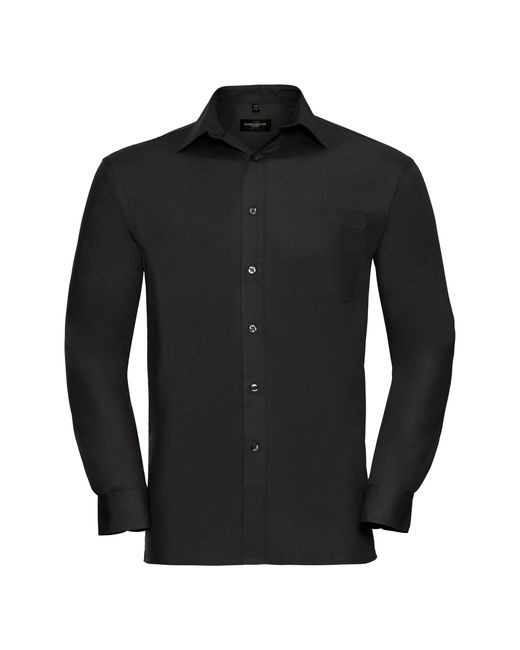 Russell Black Long Sleeve Pure Cotton Work Shirt for men