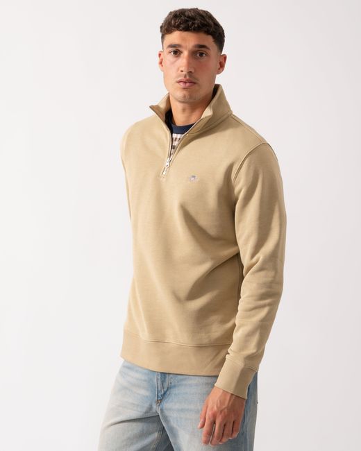 Gant Natural Regular Fit Shield Logo Half Zip Sweatshirt for men