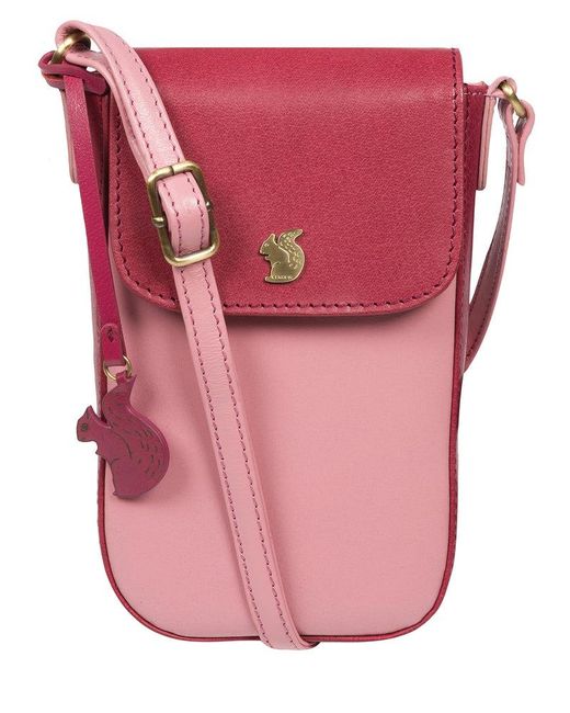 Conkca Pink 'Buzz' Blush And Orchid Leather Cross Body Phone Bag