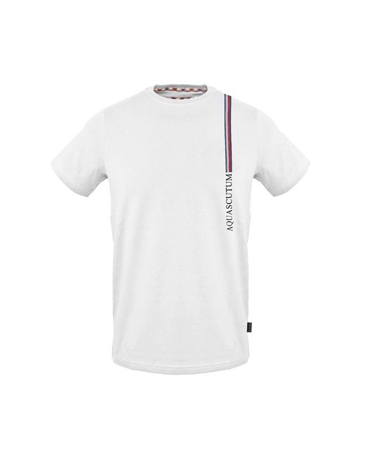 Aquascutum White Regular Fit Crew Neck Short Sleeve T-Shirt for men