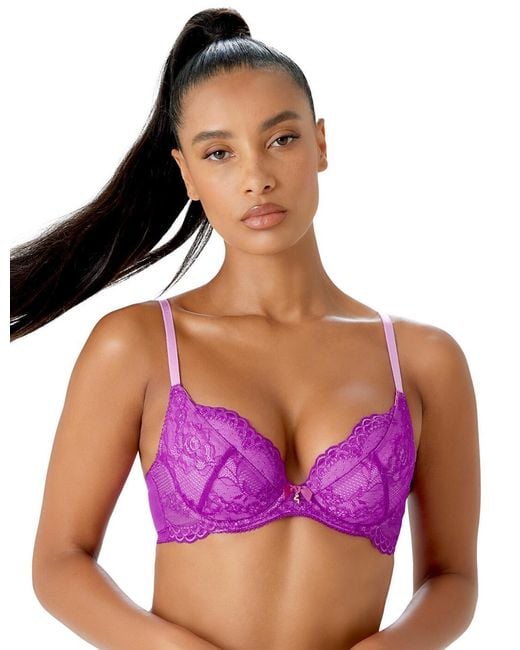 Gossard Purple Superboost Lace Padded Plunge Bra