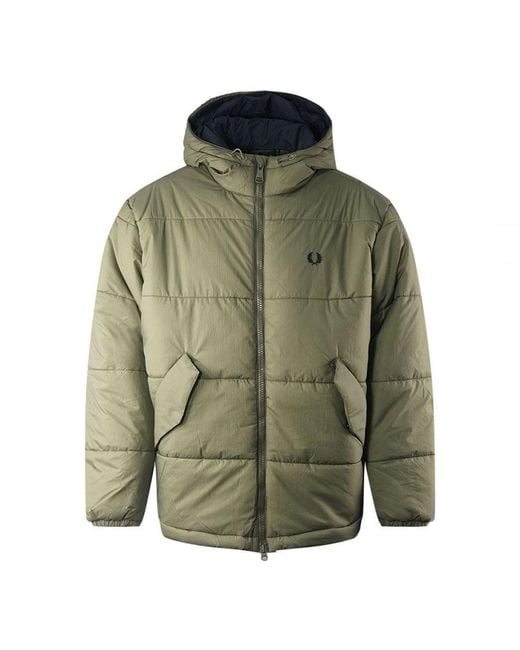 Fred Perry Green Uniform Primaloft Isulated Hooded Jacket for men