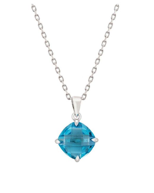 Latelita London Empress Blue Topaz Gemstone Necklace Silver Sterling Silver