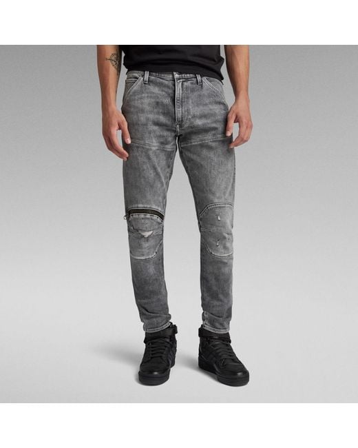 G-Star Gray 5620 3D Zip Knee Skinny Jeans for men