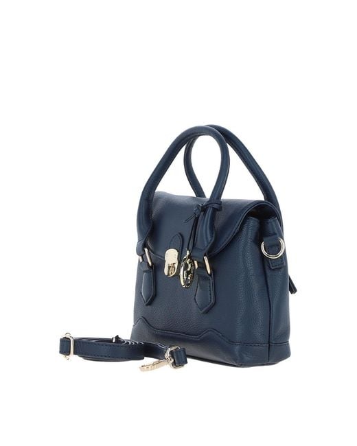Ashwood Leather Blue Elegant Handbag With Detachable Crossbody Strap