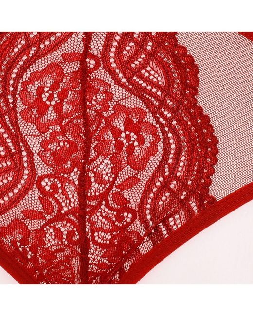 Kisses&Love Red Lace Culotte Panties With Waist Strap 21681