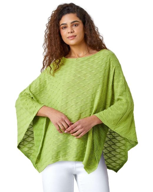 Roman Green Textured Stretch Jersey Poncho