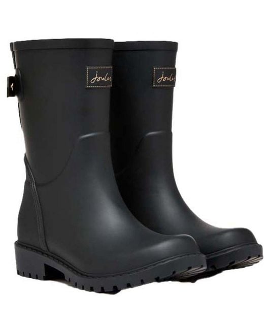 Joules Black Wistow Adjustable Mid Calf Wellington Boots