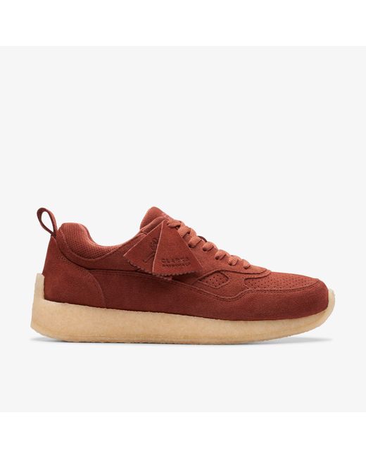 Clarks Red Lockhill Burgundy Trainers for men