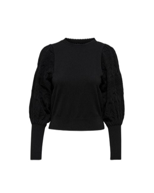 ONLY S Puff Sleeve Sweater Zwart in het Black