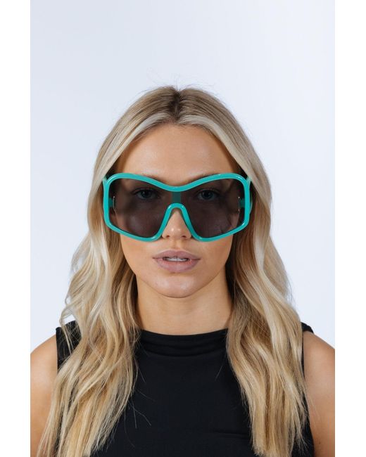 SVNX Blue Square Oversized Mask Sunglasses