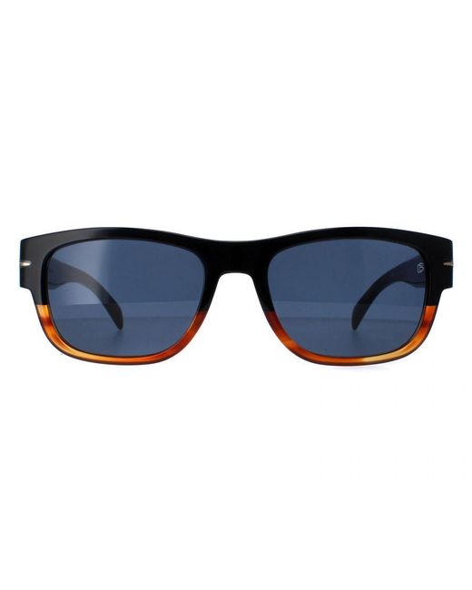 David Beckham Blue Rectangle Horn Db7035/S