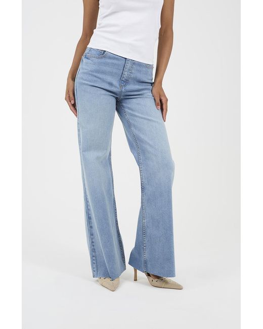 Brave Soul Blue Pale Mid Rise Wide Leg Jeans