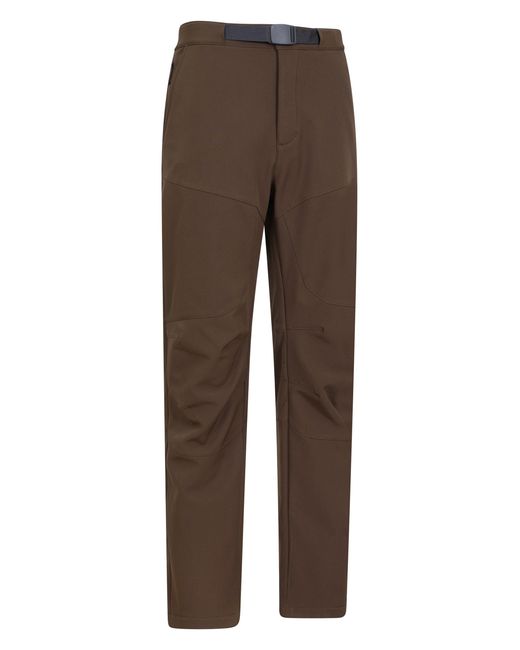 Mountain Warehouse Brown 'Rockcliffe' Softshell Hiking Trouser Windproof Water Resistant Pants for men