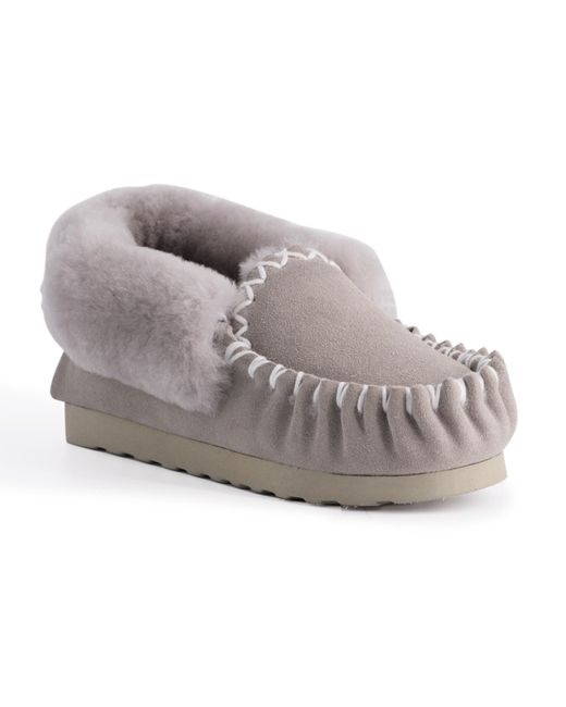 Aus Wooli Gray "Waterloo" Australia Hand Stitched Sheepskin Moccasin, Light Leather