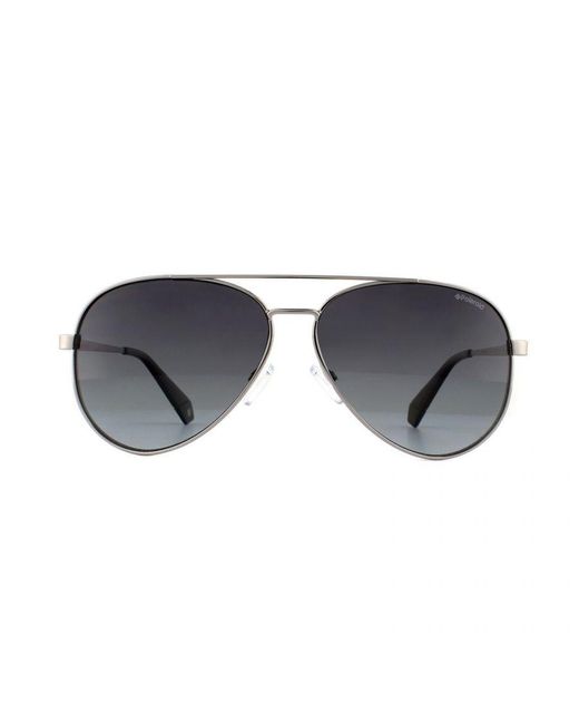 Polaroid Blue Aviator Ruthenium Gradient Polarized Sunglasses Metal