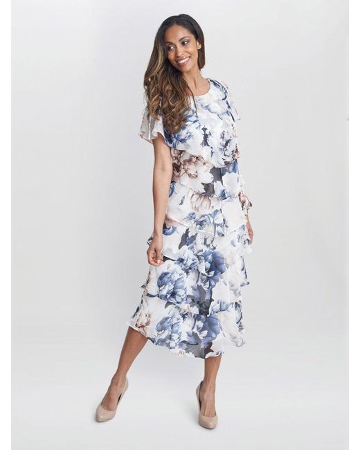 Gina Bacconi White Jocelyn Tier Dress
